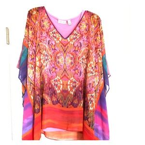 Susan Graver Colorful Poncho With Tank